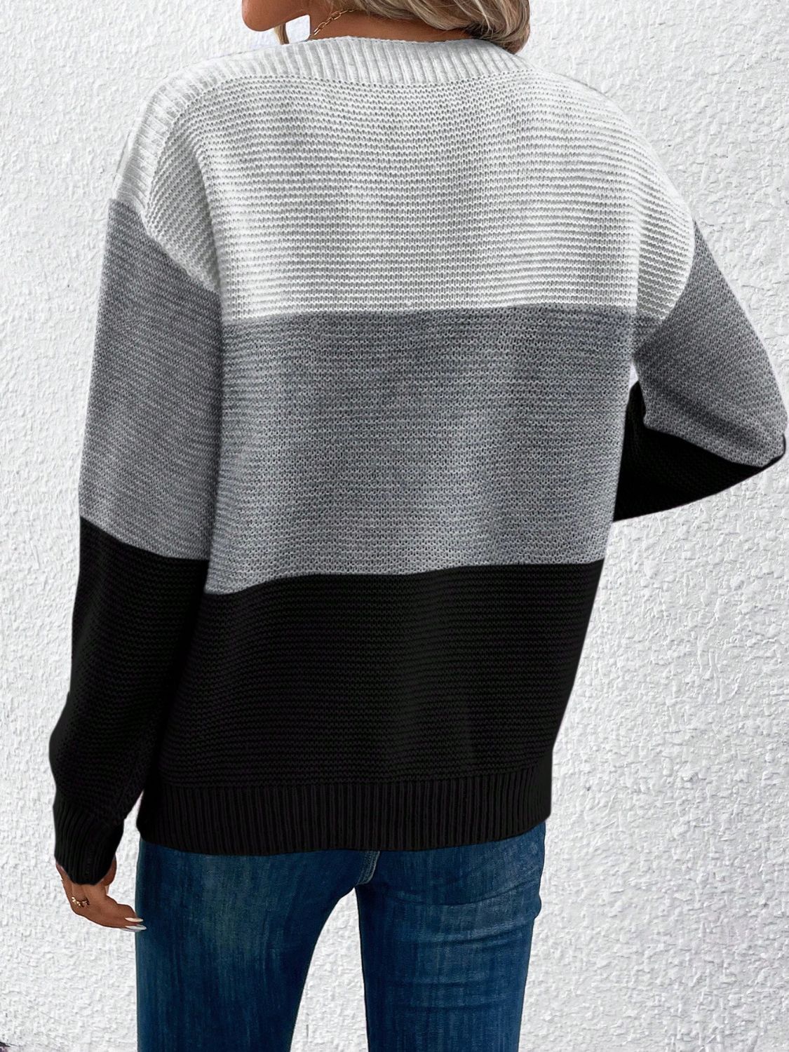 Color Block Boat Neck Sweater