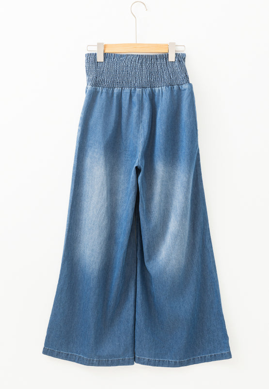 Smocked Wide Leg Jeans