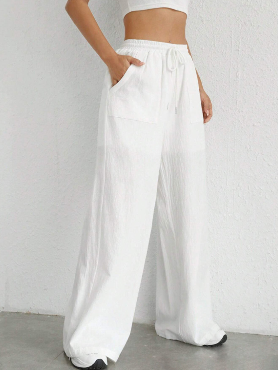 Drawstring Wide Leg Pants