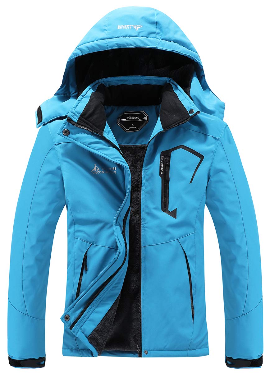 MOERDENG Women's Waterproof Ski Jacket Warm Winter Snow Coat Mountain Windbreaker Hooded Raincoat Jacket