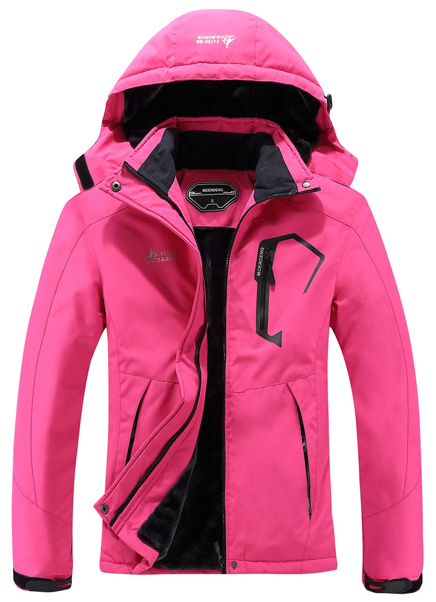 MOERDENG Women's Waterproof Ski Jacket Warm Winter Snow Coat Mountain Windbreaker Hooded Raincoat Jacket