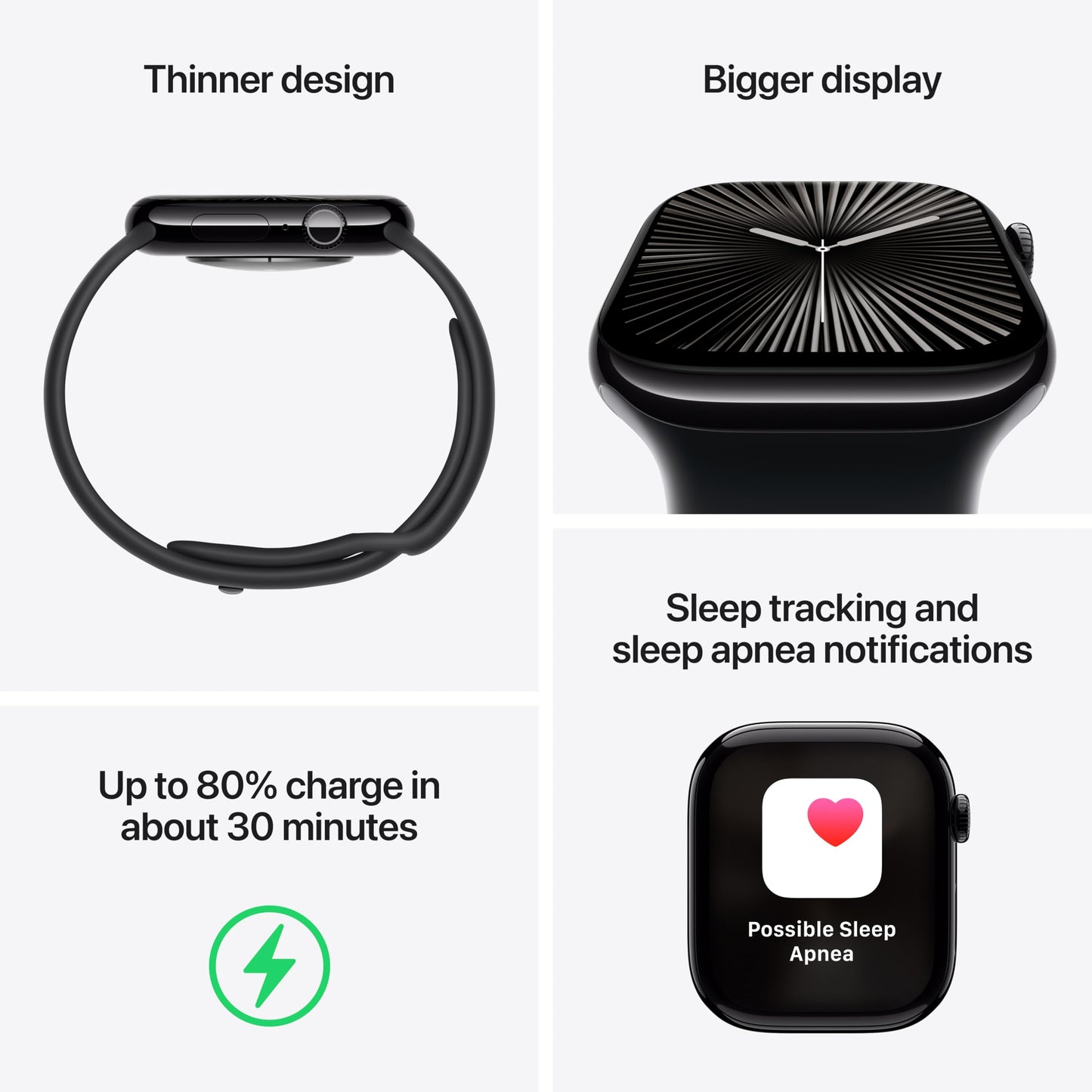 Apple Watch Series 10 [GPS 46mm case] Smartwatch with Jet Black Aluminium Case with Black Sport Band - M/L. Fitness Tracker, ECG App, Always-On Retina Display, Water Resistant