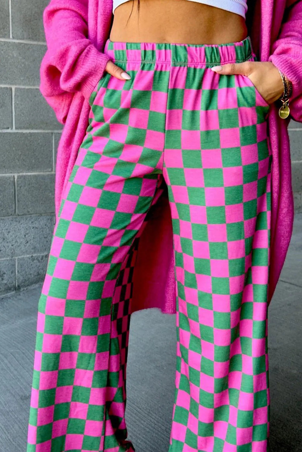 Checkered Wide Leg Pants