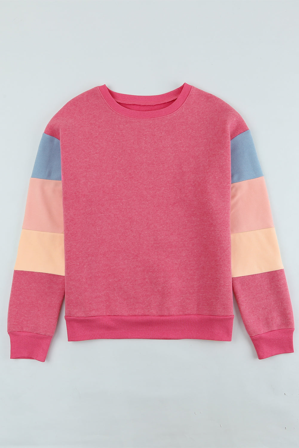 Color Block Round Neck Long Sleeve Sweatshirt